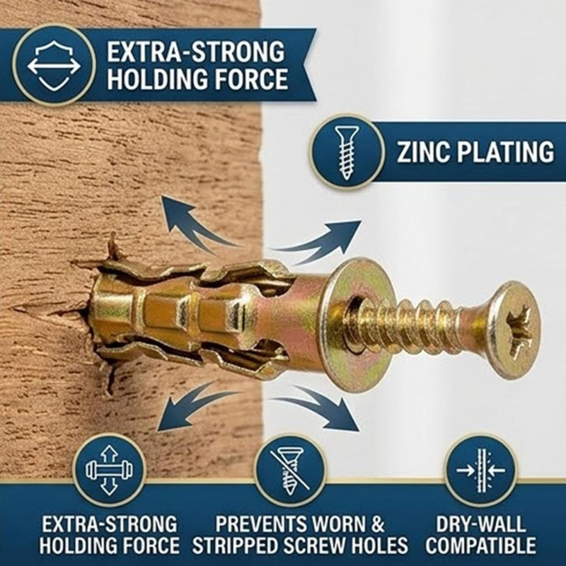 50/100 قطعة برغي توسيع حجري ذا - مراجعة Drywall Anchor Screw وسعره