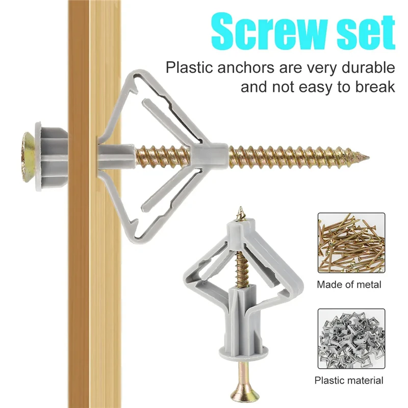 50/100 قطعة فراشة نوع البلاستي - مراجعة Drywall Anchor Screw وسعره
